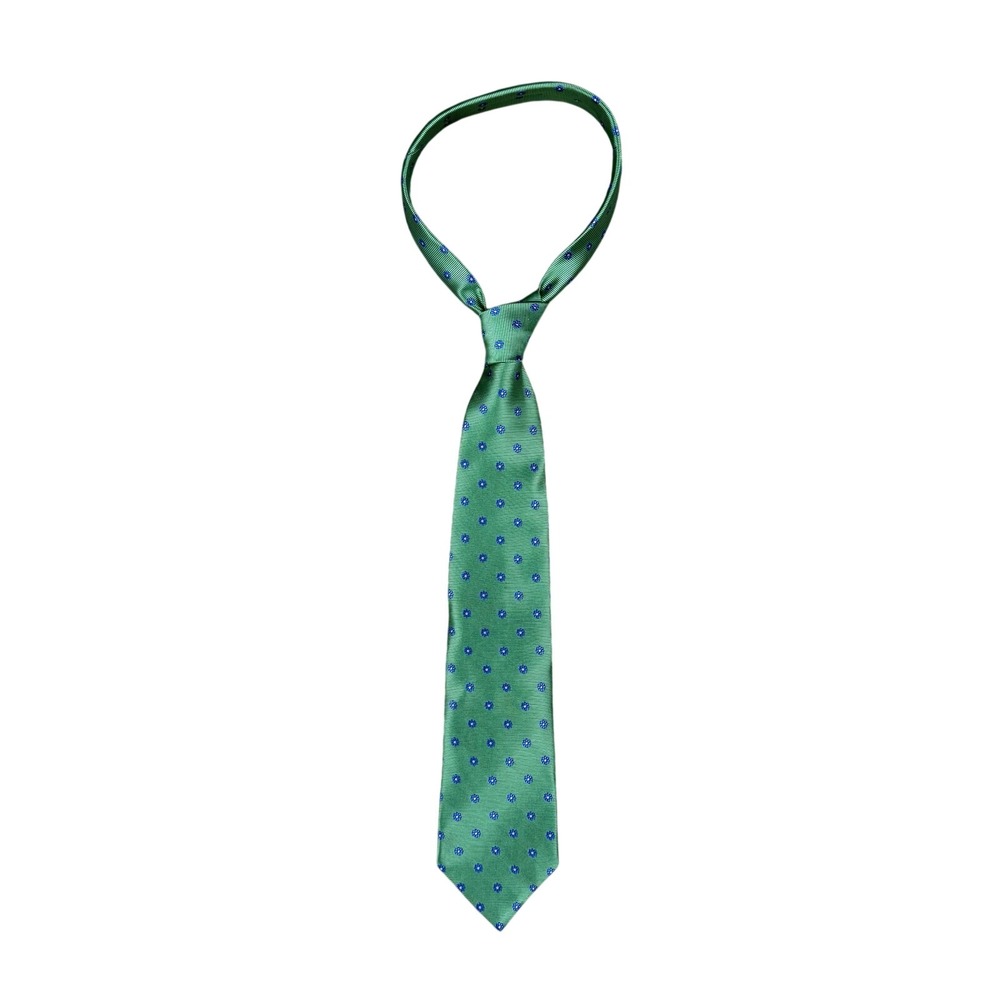 Brooks Brothers 346‎ Green Floral Necktie Stain Resistant 100% Silk USA